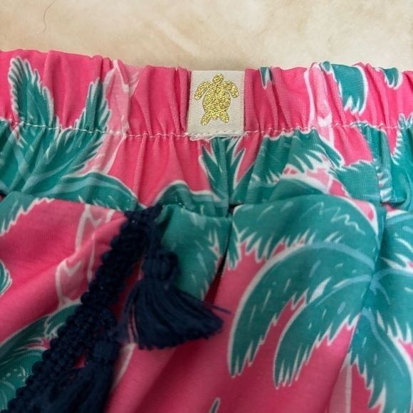 Simply Southern Pink Palm Tree Print Fringe Tassel Shorts Size S/M - Picture 4 of 5